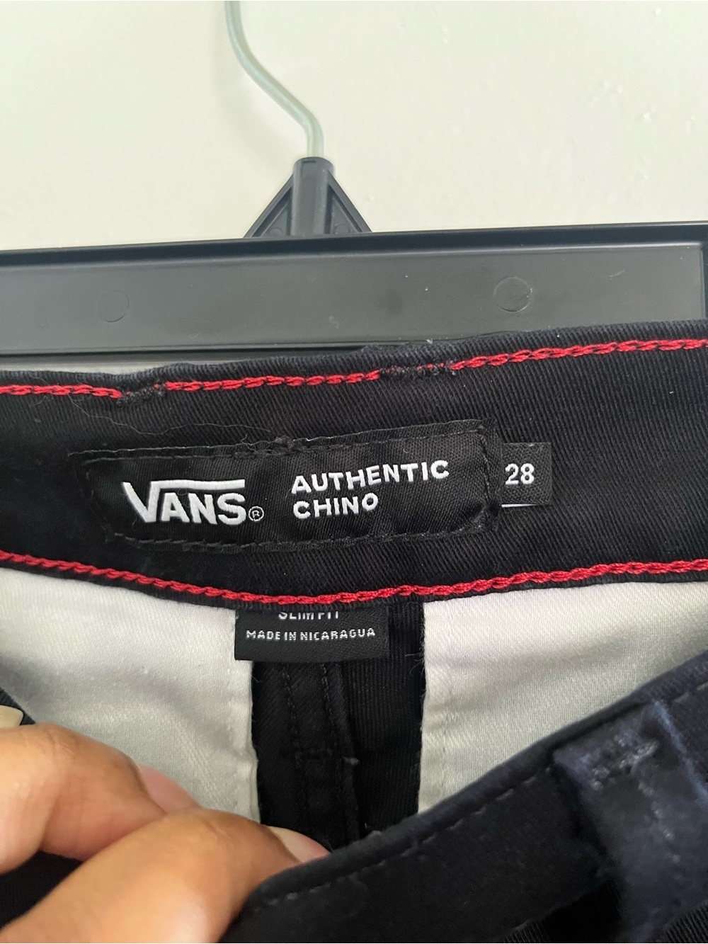 Vans Men's Slim Black Jeans with Subtle Distress - Picture 4 of 7